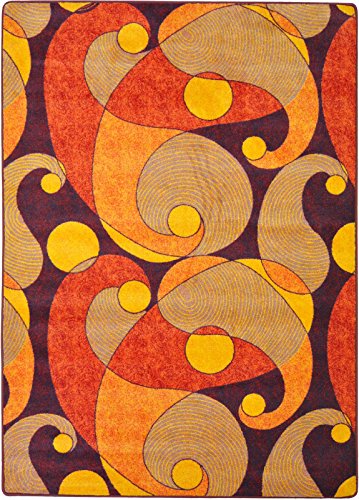 Joy Carpets Kid Essentials Jazzy Teen Area Rugs, 92-Inch by 129-Inch by 0.36-Inch, Orange/Purple