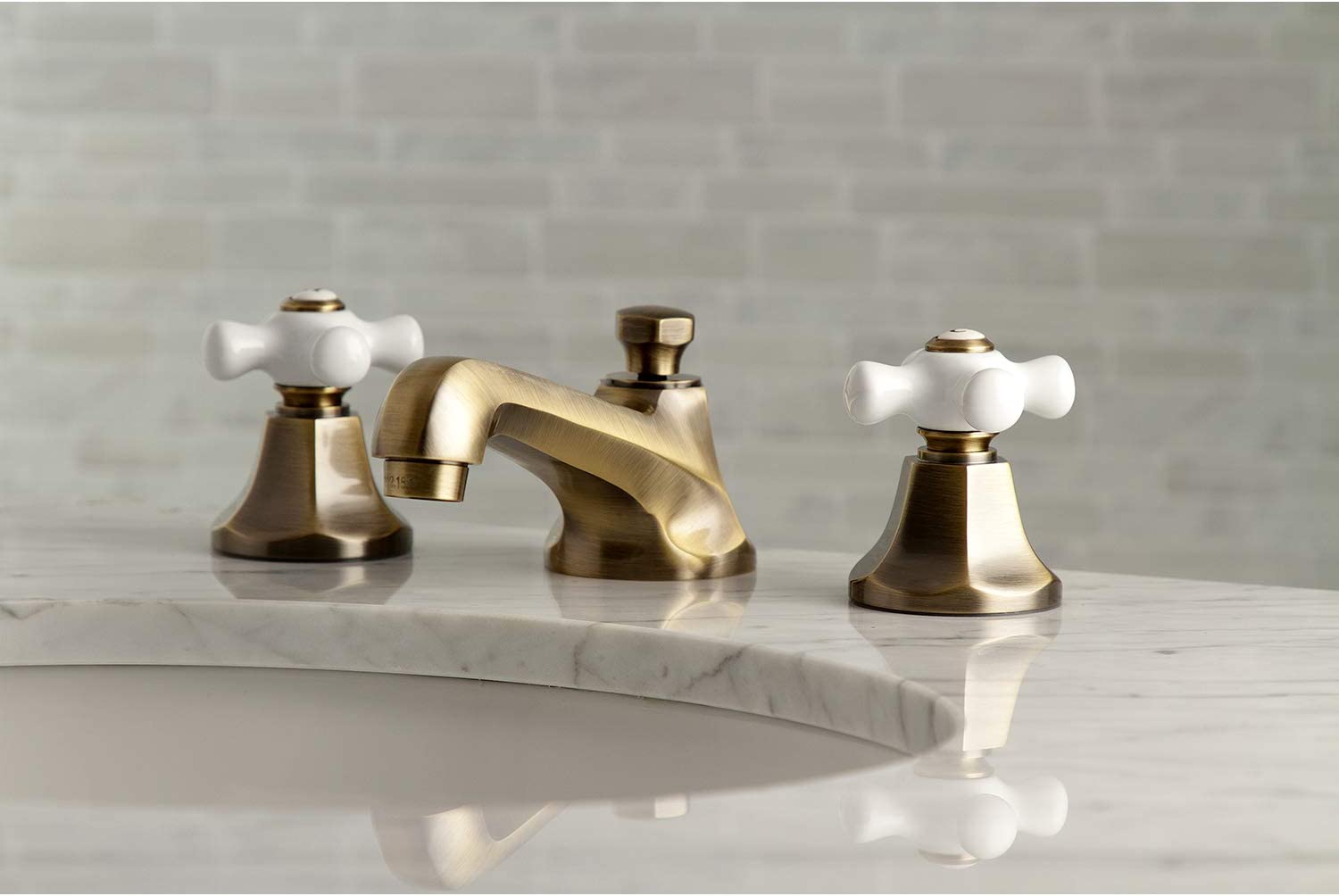 Kingston Brass KS4463PX 8&#34; Widespread Bathroom Faucet, Antique Brass