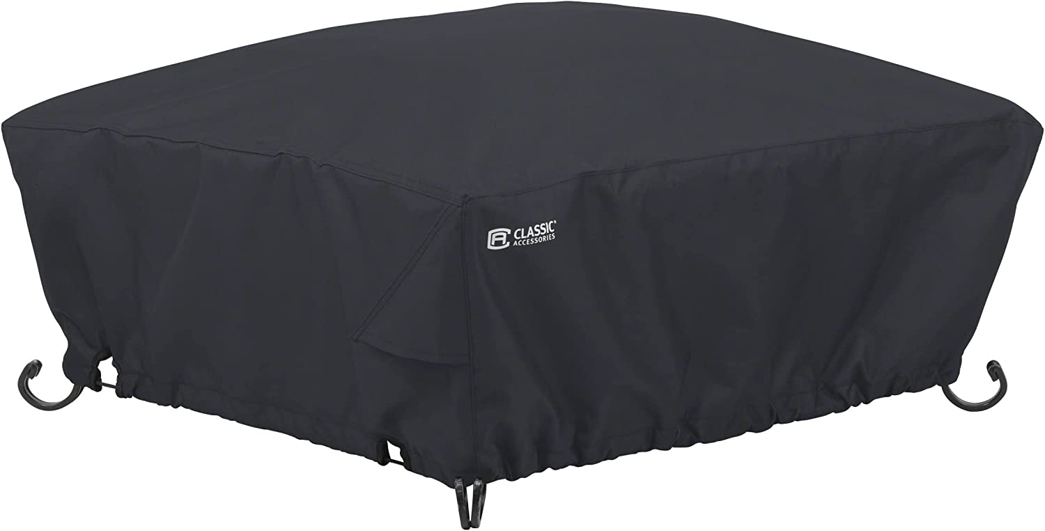 Classic Accessories Water-Resistant 30 Inch Square Fire Pit Cover, Outdoor Firepit Cover