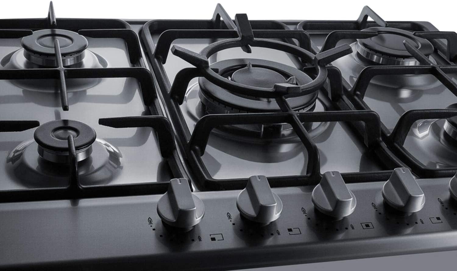 Summit GC527SS 27&#34;&#34; Gas Cooktop with 5 Sealed Burners Wok Ring Continuous Cast Iron Grates in Stainless Steel