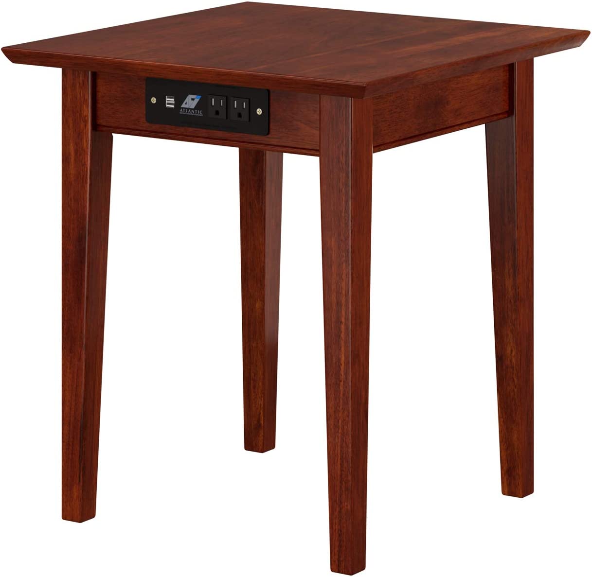 AFI Shaker End Table w ith Charging Station, Walnut, Chair Side (20&#34; x 20&#34;)