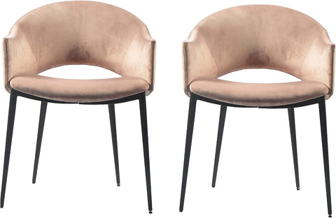 Puff Paste Harmony Pink Upholstery Dining Chair with Conic Legs (Set of 2)