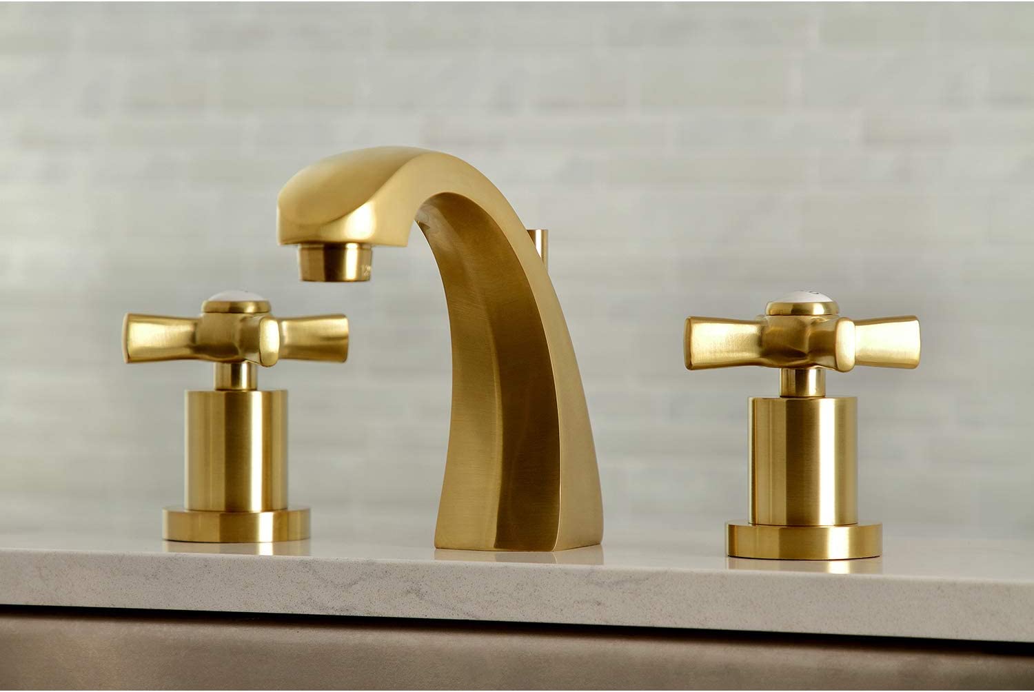 Kingston Brass KS4987ZX Millennium 8&#34; Widespread Bathroom Faucet, Brushed Brass