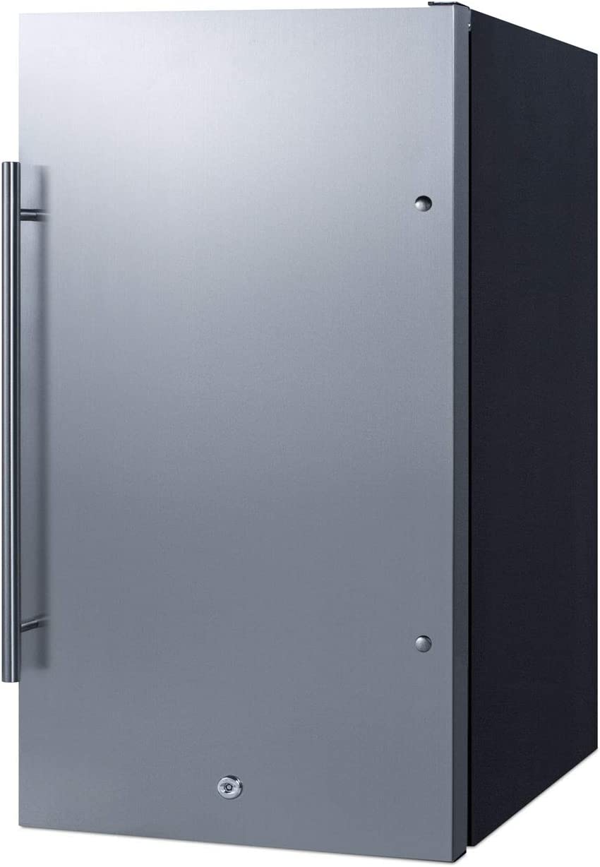 Summit Appliance FF195CSS Commercially Approved ENERGY STAR Certified 19&#34; Wide Shallow Depth All-refrigerator for Built-in or Freestanding Use with Front Lock and Stainless Steel Exterior