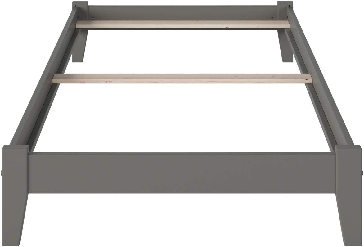 Mission King Platform Bed with Flat Panel Footboard and Turbo Charger with Urban Bed Drawers in Grey