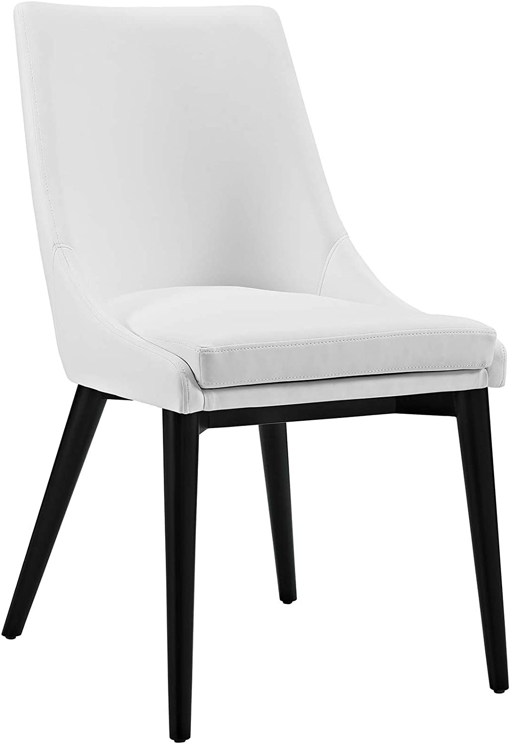Modway Viscount Mid-Century Modern Faux Leather Upholstered Kitchen and Dining Room Chair in White