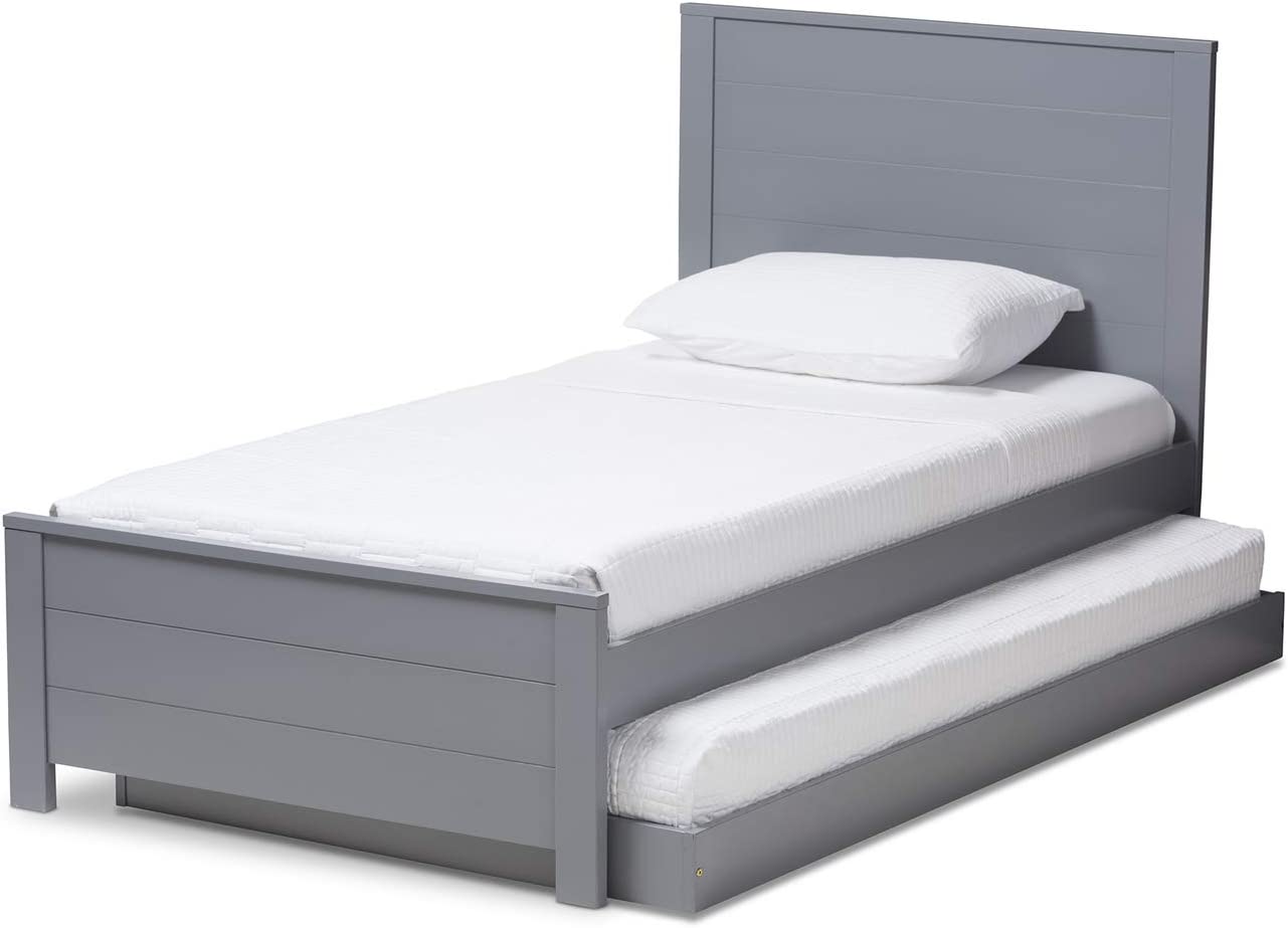 Baxton Studio Catalina Twin Platform Bed Grey/Twin//Light Wood/Mission/Rubber Wood/Poplar/LVL