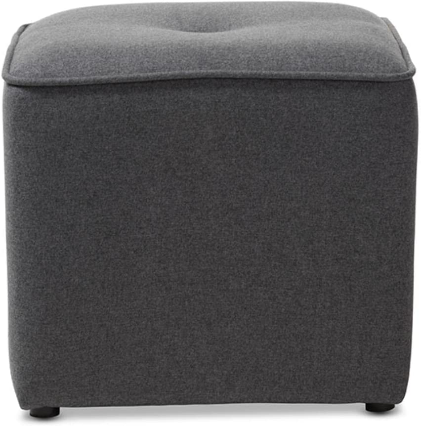 Baxton Studio Corinne Modern and Contemporary Dark Grey Fabric Upholstered Ottoman Grey//Contemporary/Fabric Dacron 100%&#34;/Eucalyptus Wood/HDF/Foam