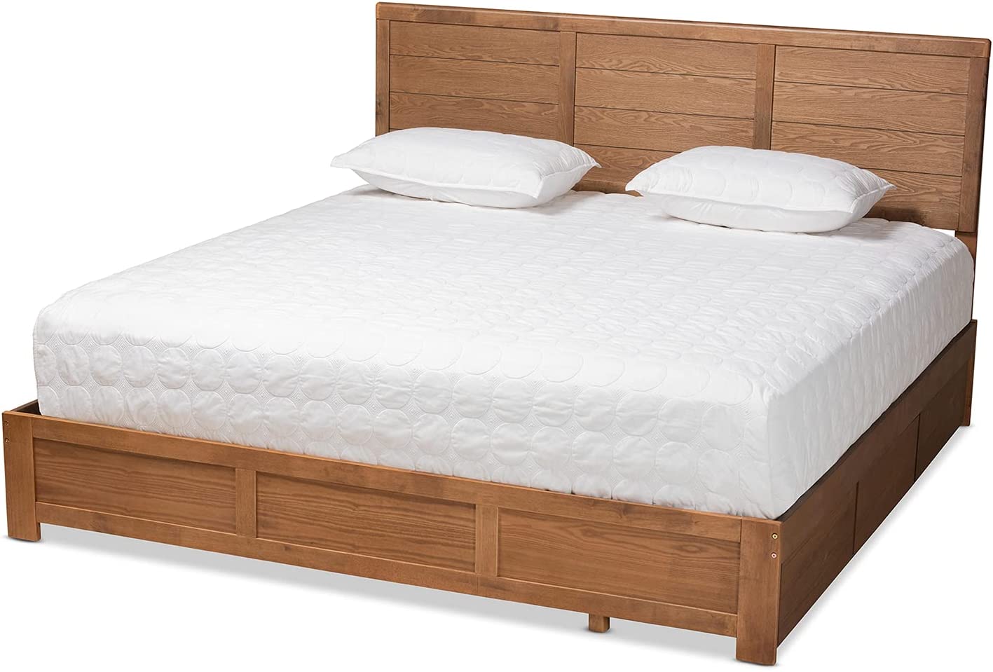 Baxton Studio Lisa Modern and Contemporary Transitional Ash Walnut Brown Finished Wood King Size 3-Drawer Platform Storage Bed