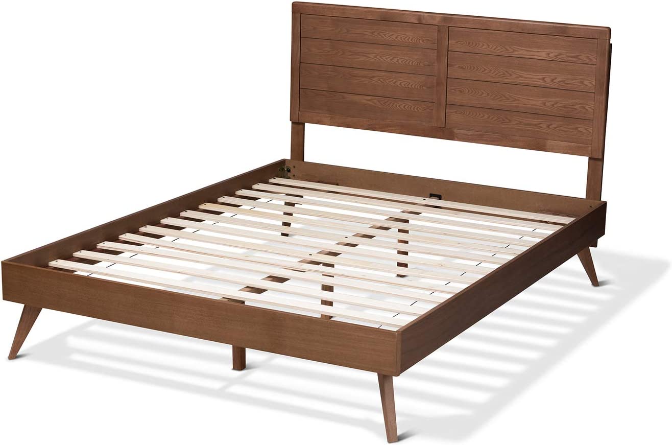 Baxton Studio Artemis Mid-Century Modern Walnut Brown Finished Wood Queen Size Platform Bed