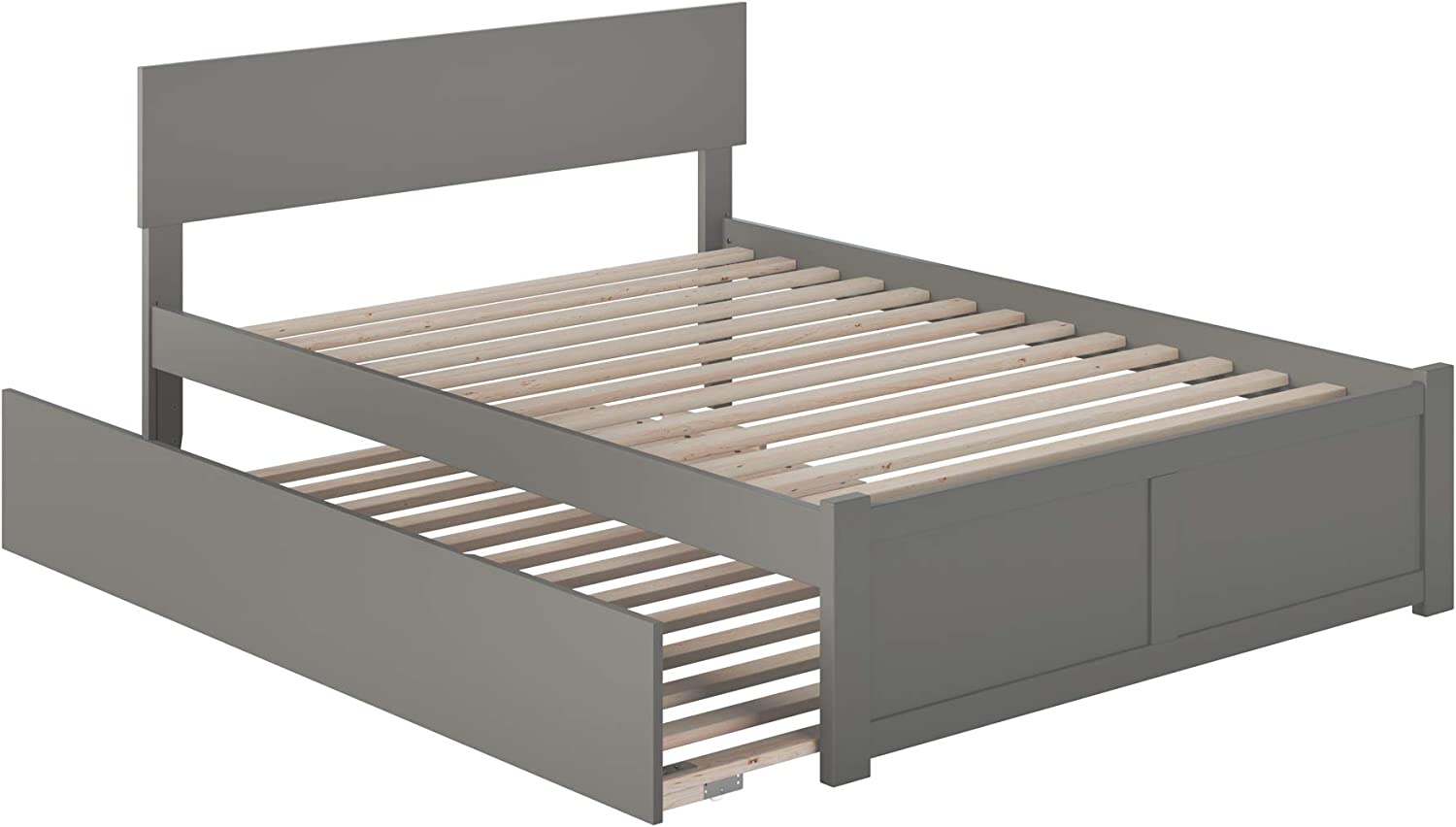 AFI Orlando Platform Flat Panel Foot Board and Full Size Urban Trundle Bed, Grey