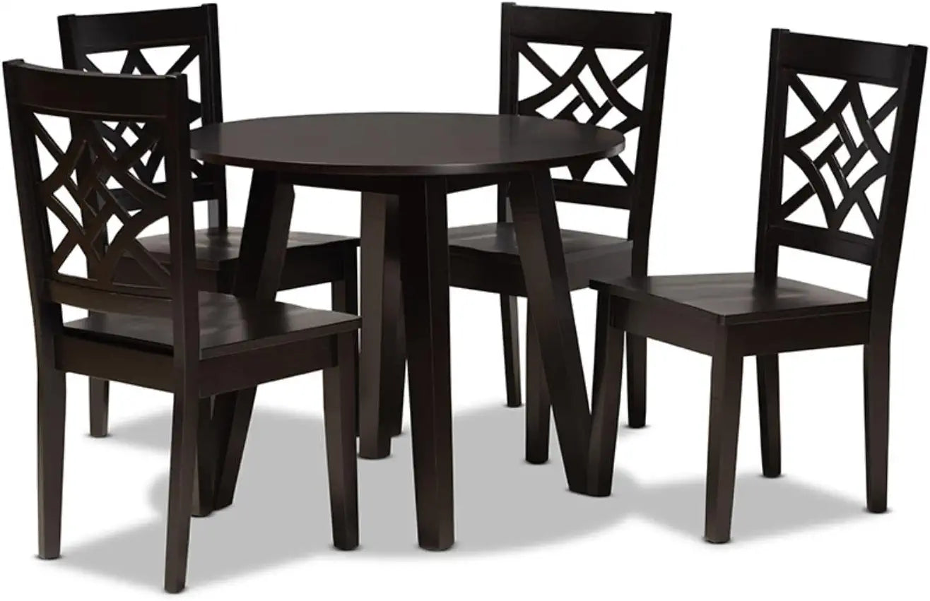 Baxton Studio Rava Modern and Contemporary Dark Brown Finished Wood 5-Piece Dining Set