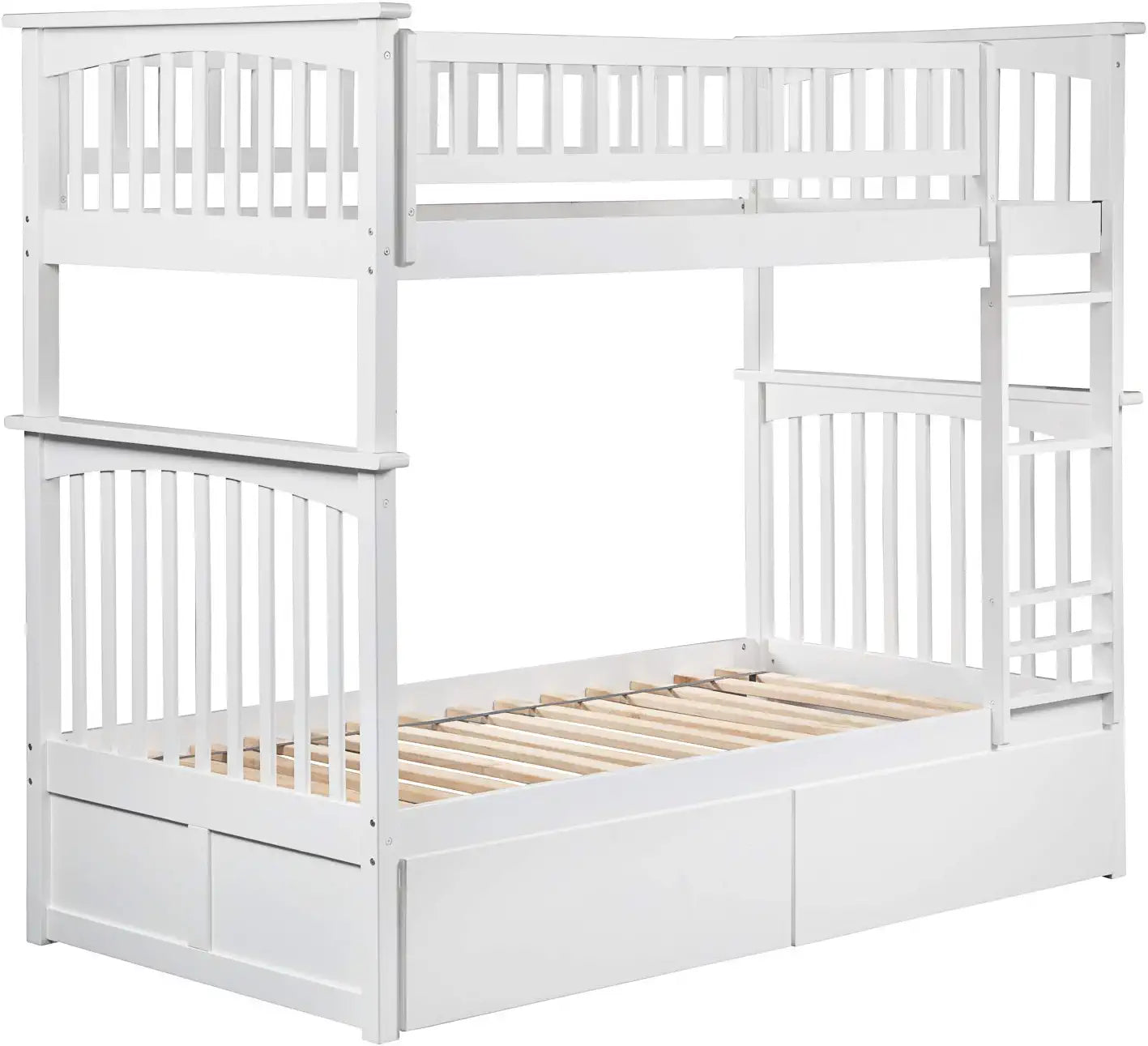 Columbia Bunk Twin over Twin with Turbo Charger and Urban Bed Drawers in White