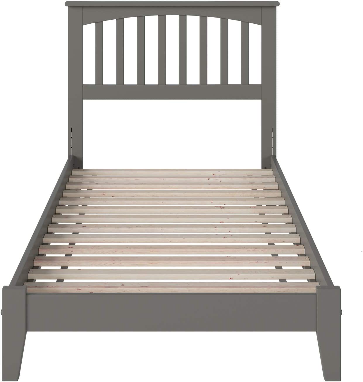 Mission Twin Extra Long Platform Bed with Open Footboard and Turbo Charger in Grey