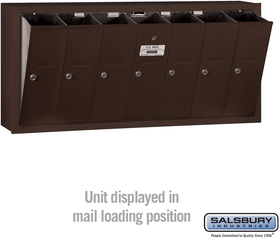 Salsbury Industries 3507ZSU Surface Mounted Vertical Mailbox with USPS Access and 7 Doors, Bronze