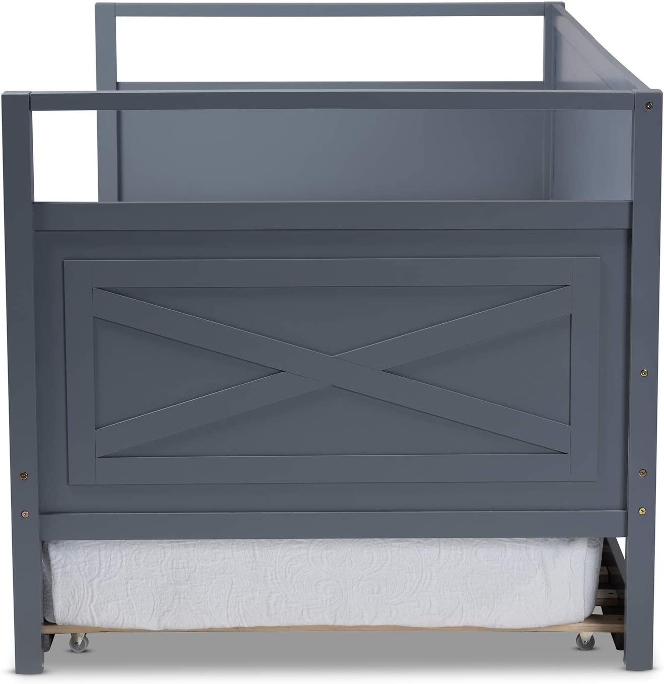 Baxton Studio Cintia Cottage Farmhouse Grey Finished Wood Twin Size Daybed with Trundle