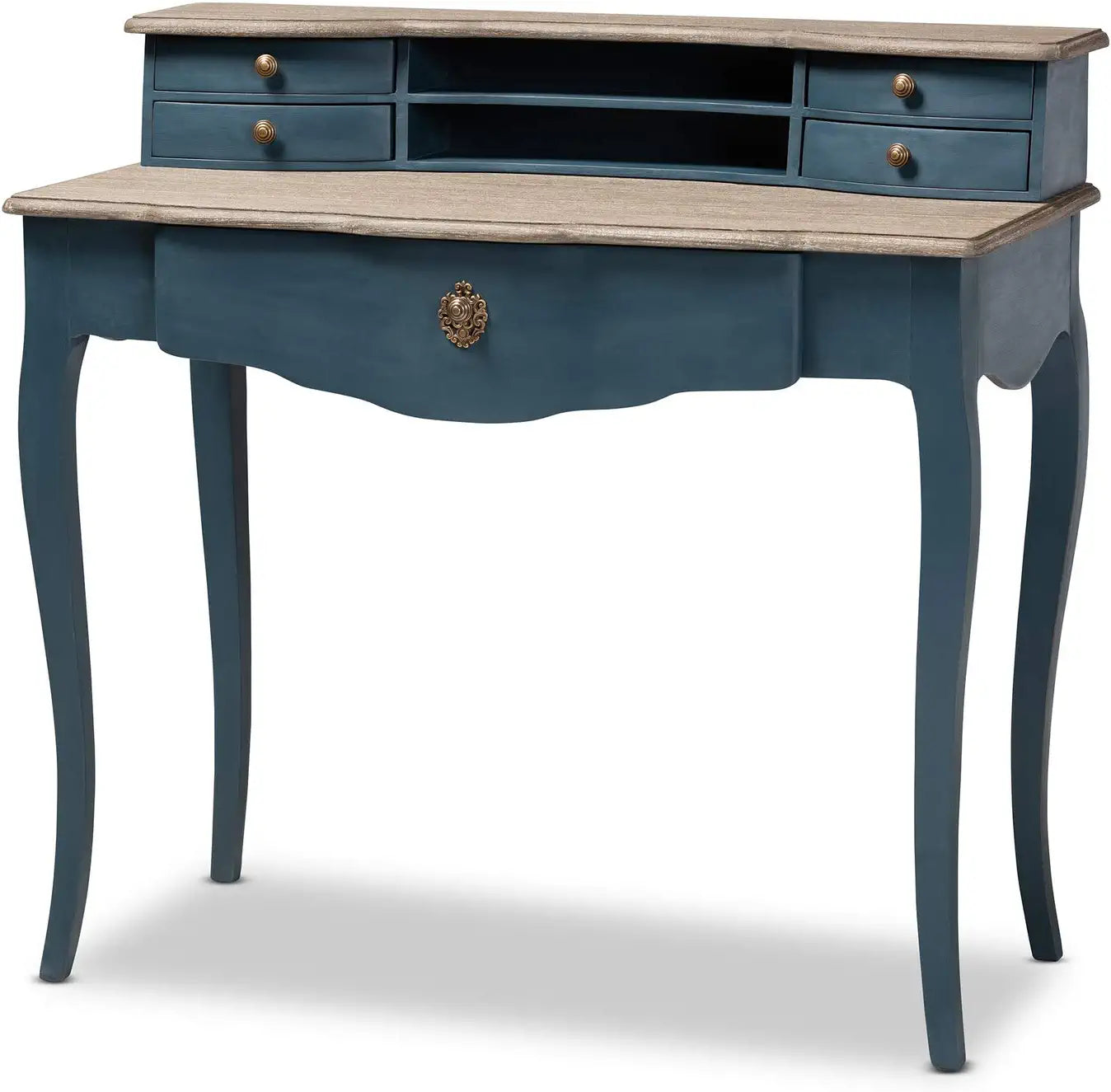 Baxton Studio Celestine French Provincial Blue Spruce Finished Wood Accent Writing Desk