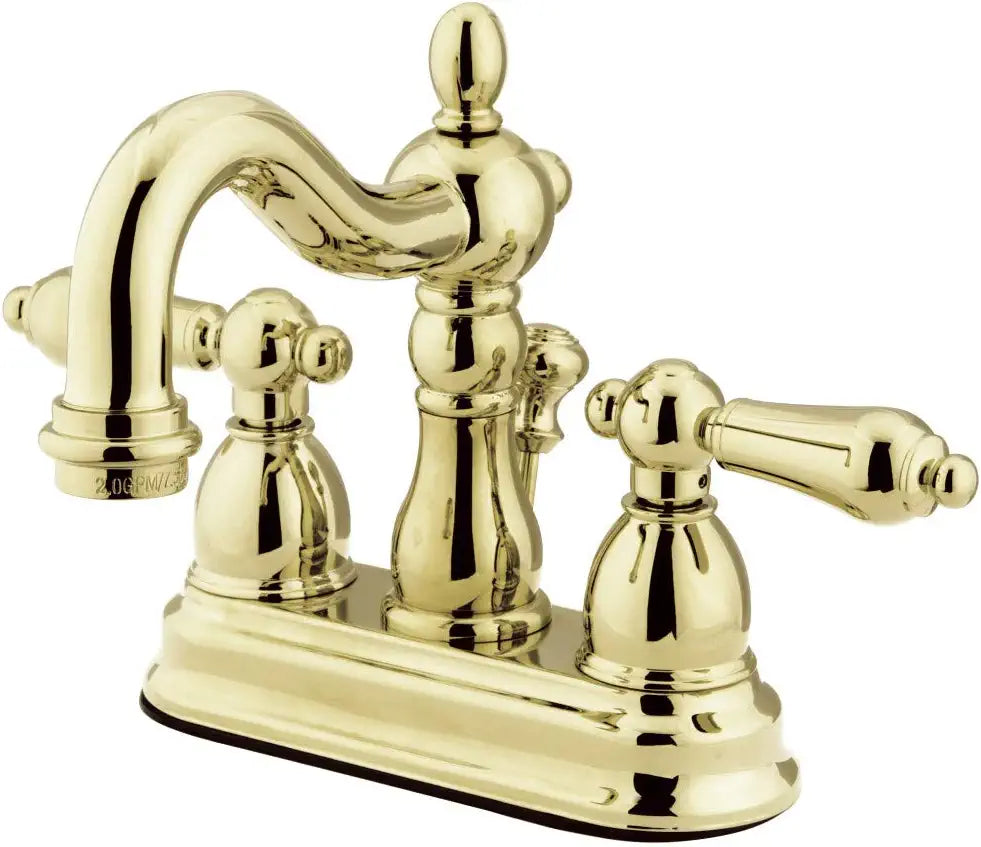 Kingston Brass KB1604AL Heritage 4-Inch Centerset Lavatory Faucet with Metal Lever Handle, Polished Chrome and Polished Brass