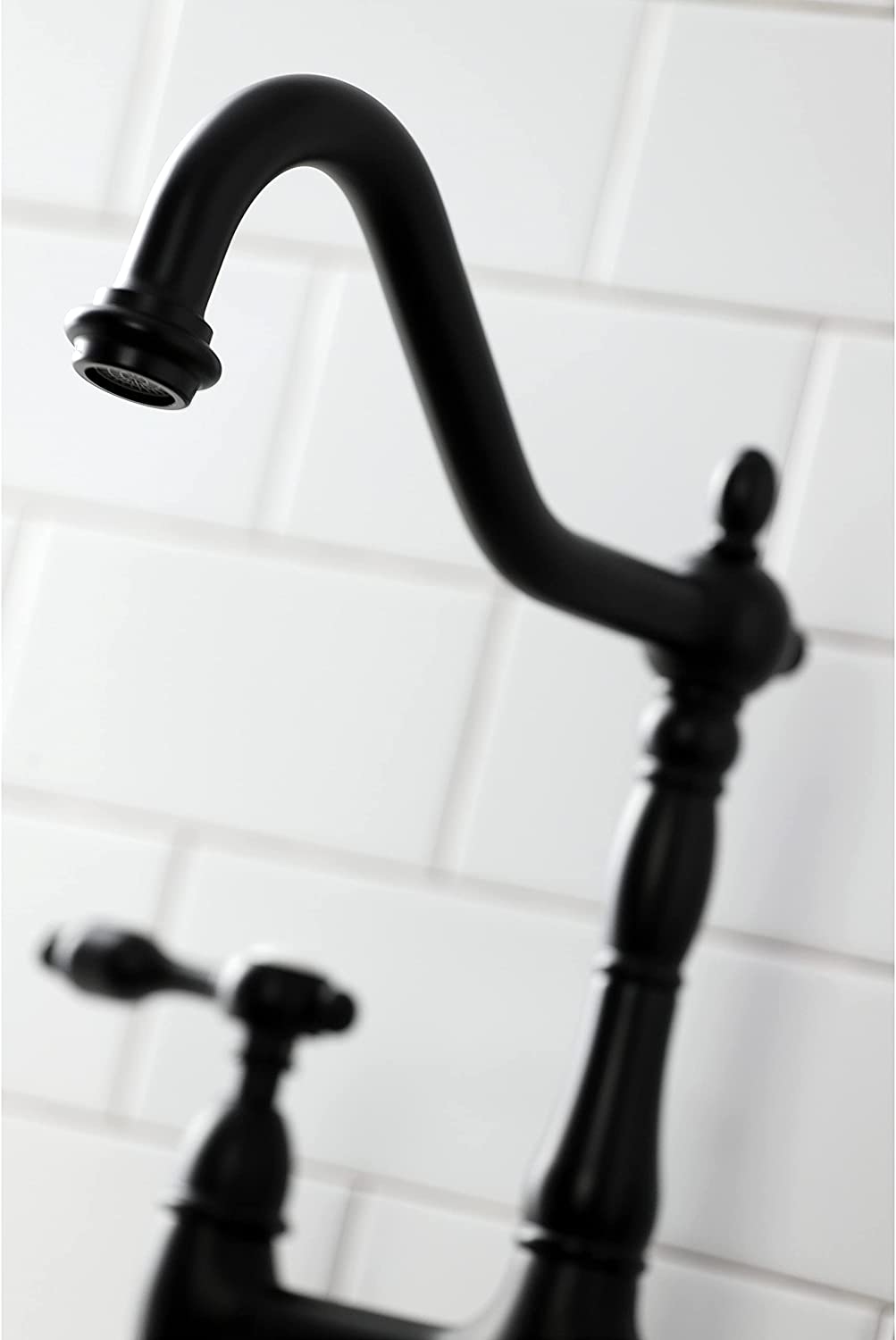 Kingston Brass KS1270TALBS Tudor Bridge Kitchen Faucet, Matte Black