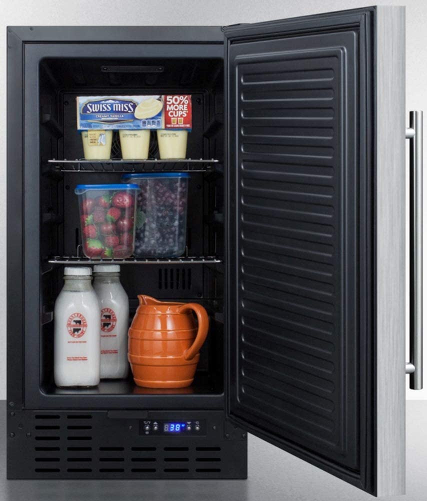 Summit Appliance FF1843BSSADA ADA Compliant 18&#34; Wide Built-in Undercounter All-refrigerator with Stainless Steel Door, Black Cabinet, Digital Thermostat, Automatic Defrost and Front Lock