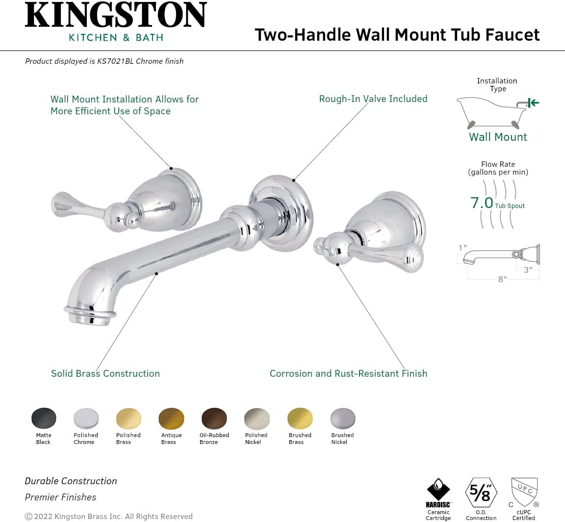 Kingston Brass KS7023BL Roman Tub Filler, Antique Brass