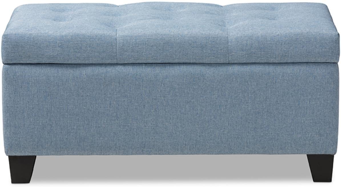 Baxton Studio Michaela Modern and Contemporary Light Blue Fabric Upholstered Storage Ottoman