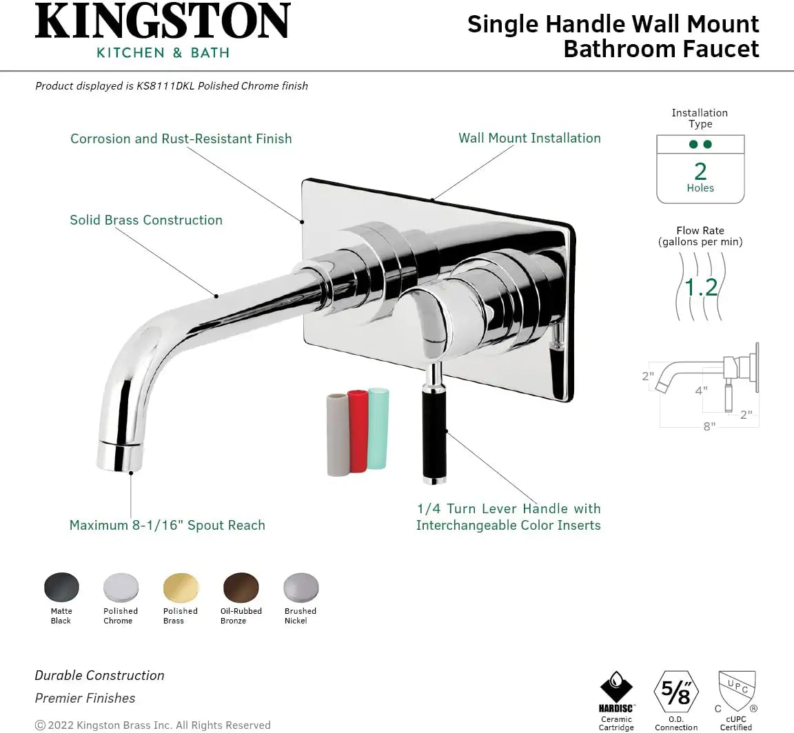 Kingston Brass KS8115DKL Kaiser Bathroom Faucet, Oil Rubbed Bronze