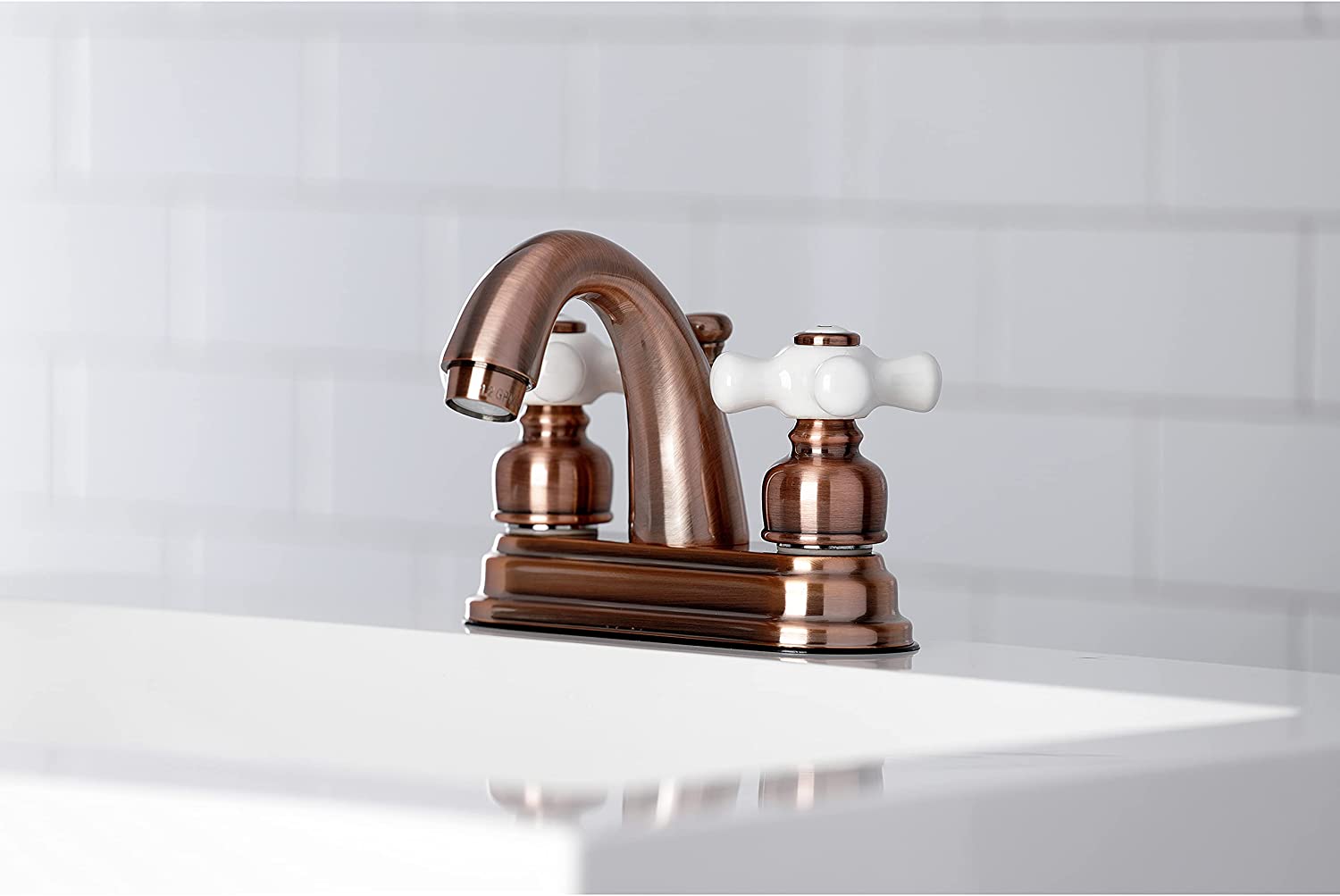 Kingston Brass KB561PXAC Restoration 4&#34; Centerset Bathroom Faucet, Antique Copper