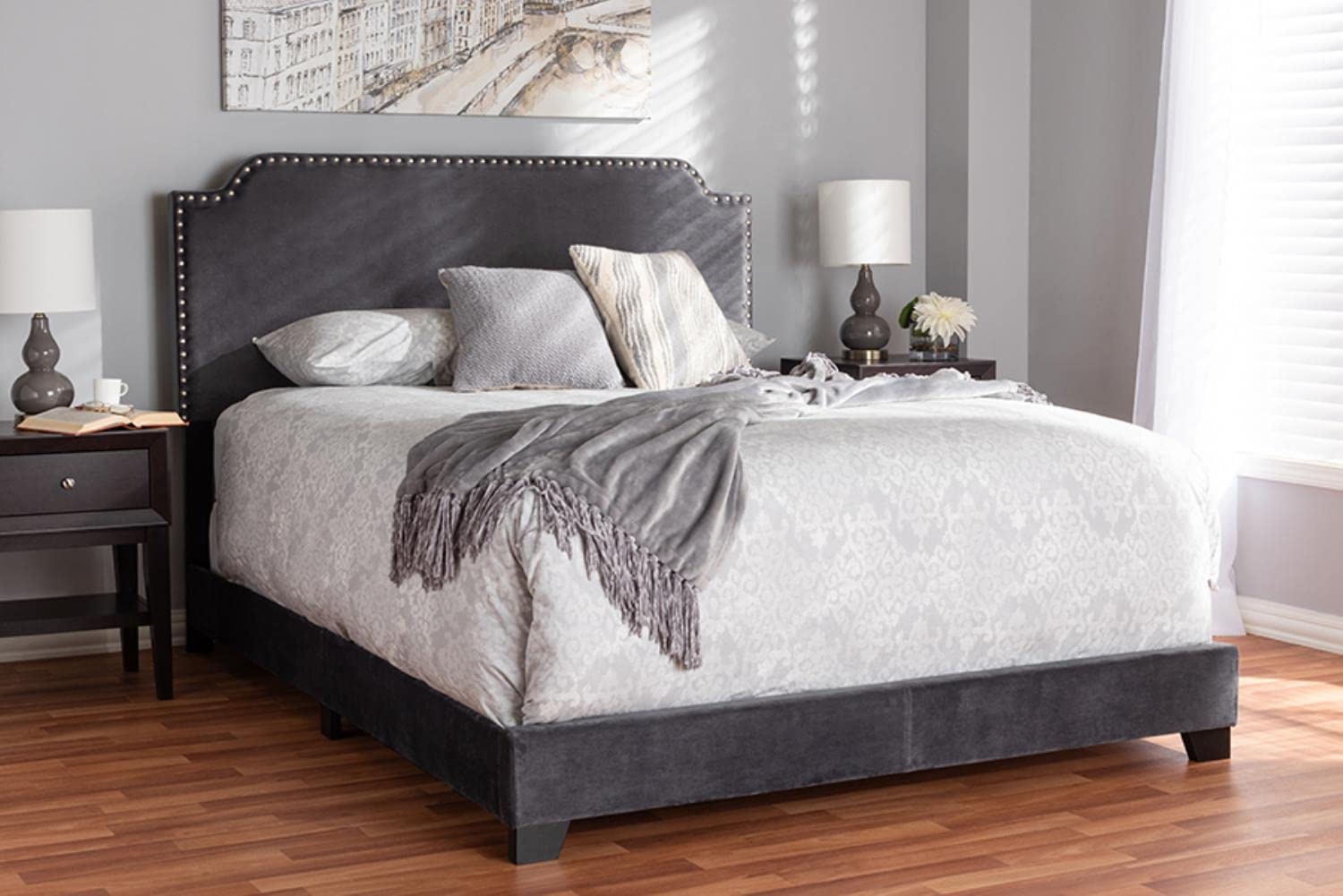 Baxton Studio Darcy Luxe and Glamour Velvet Upholstered Bed