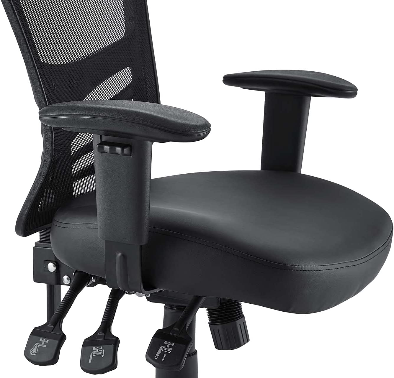 Modway Articulate Mesh Office Chair with Fully Adjustable Vegan Leather Seat In Black