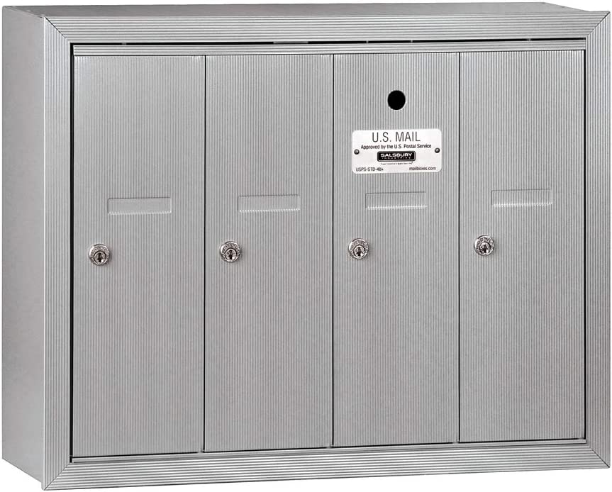 Salsbury Vertical Mailbox - 4 Doors - Aluminum - Surface Mounted - USPS Access