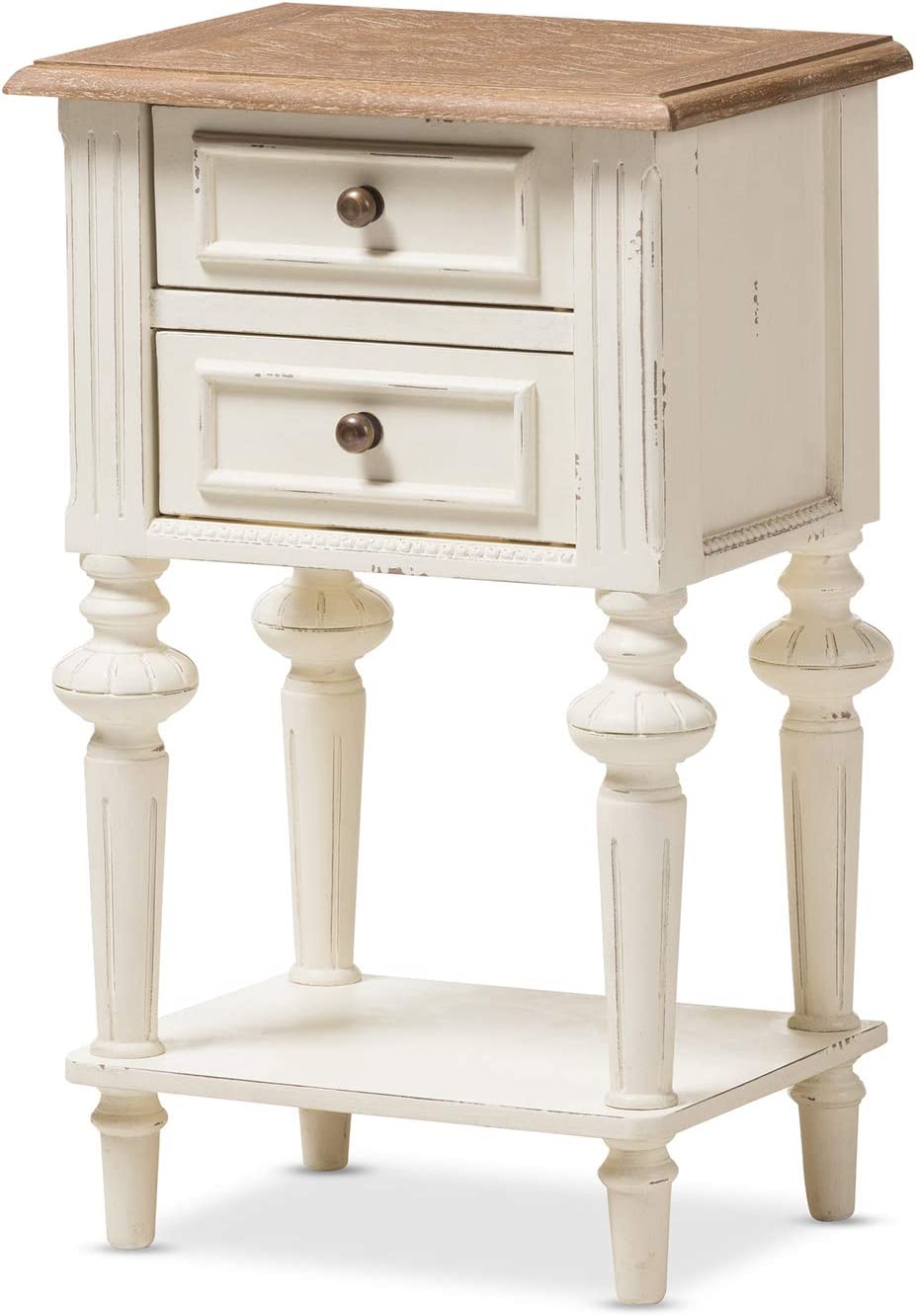 Baxton Studio Marquetterie French Provincial Style Two-Tone 2-Drawer and 1-Shelf Nightstand