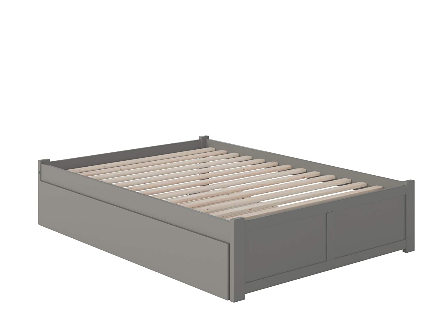 Concord Full Platform Bed with Flat Panel Footboard and Full Size Urban Trundle in Grey