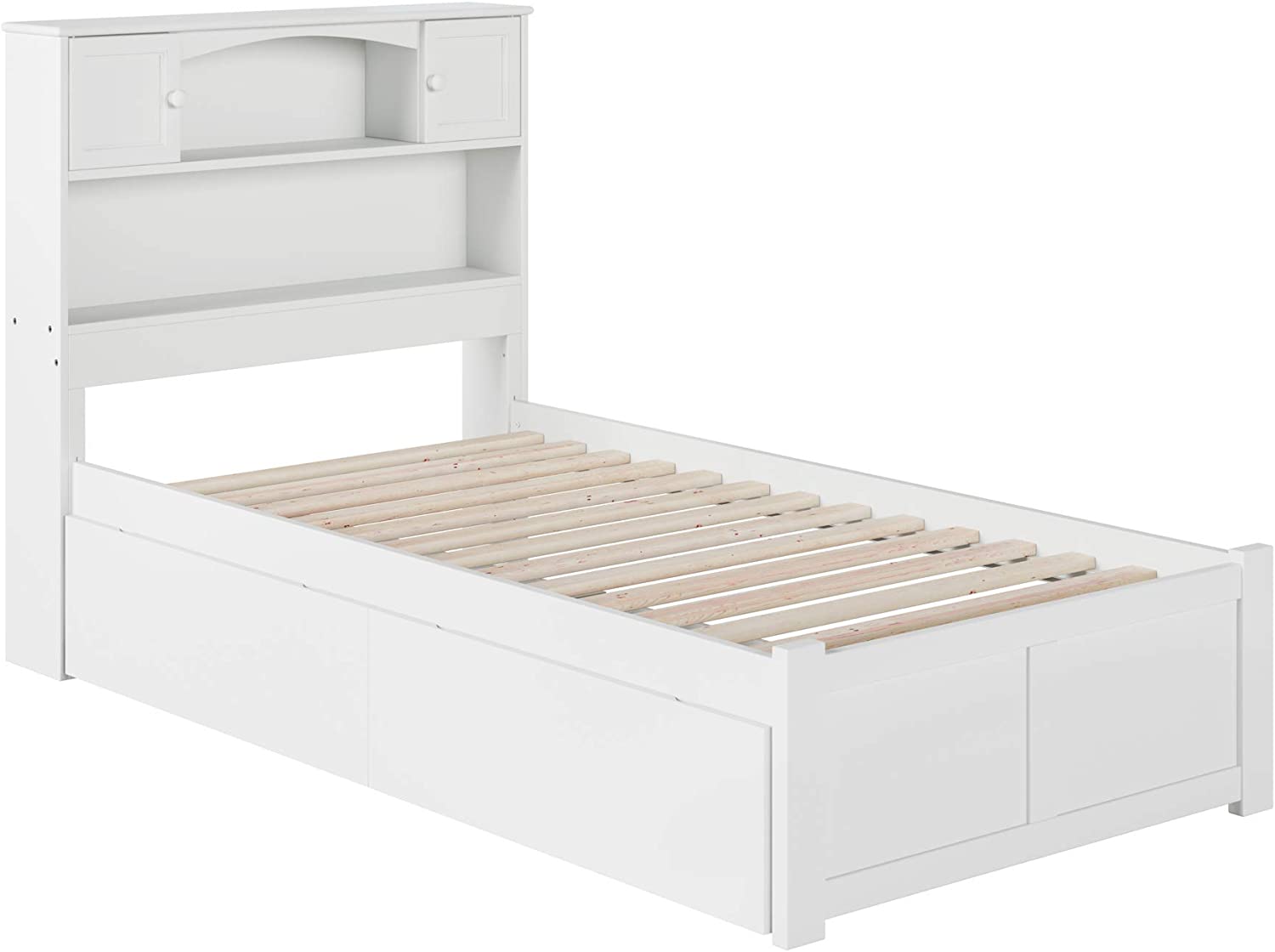 AFI Newport Platform Flat Panel Footboard and Turbo Charger with Urban Bed Drawers, Twin/XL, White