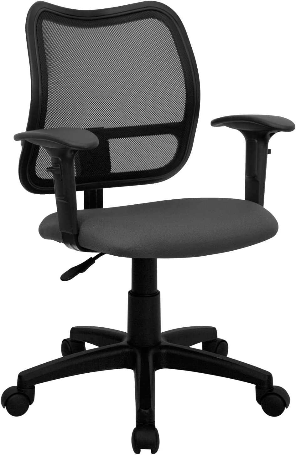 Flash Furniture Mid-Back Gray Mesh Swivel Task Office Chair with Adjustable Arms