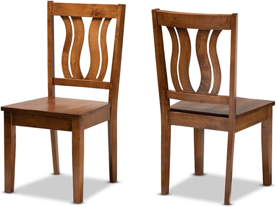 Baxton Studio Fenton Modern and Contemporary Transitional Walnut Brown Finished Wood 2-Piece Dining Chair Set