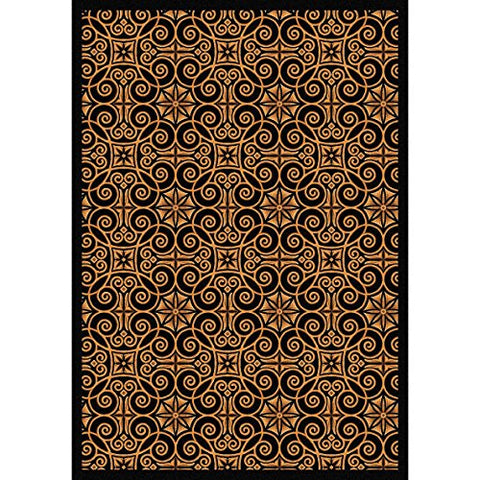 Joy Carpets Any Day Matinee Antique Scroll Theater Area Rugs, 64-Inch by 92-Inch by 0.36-Inch, Black