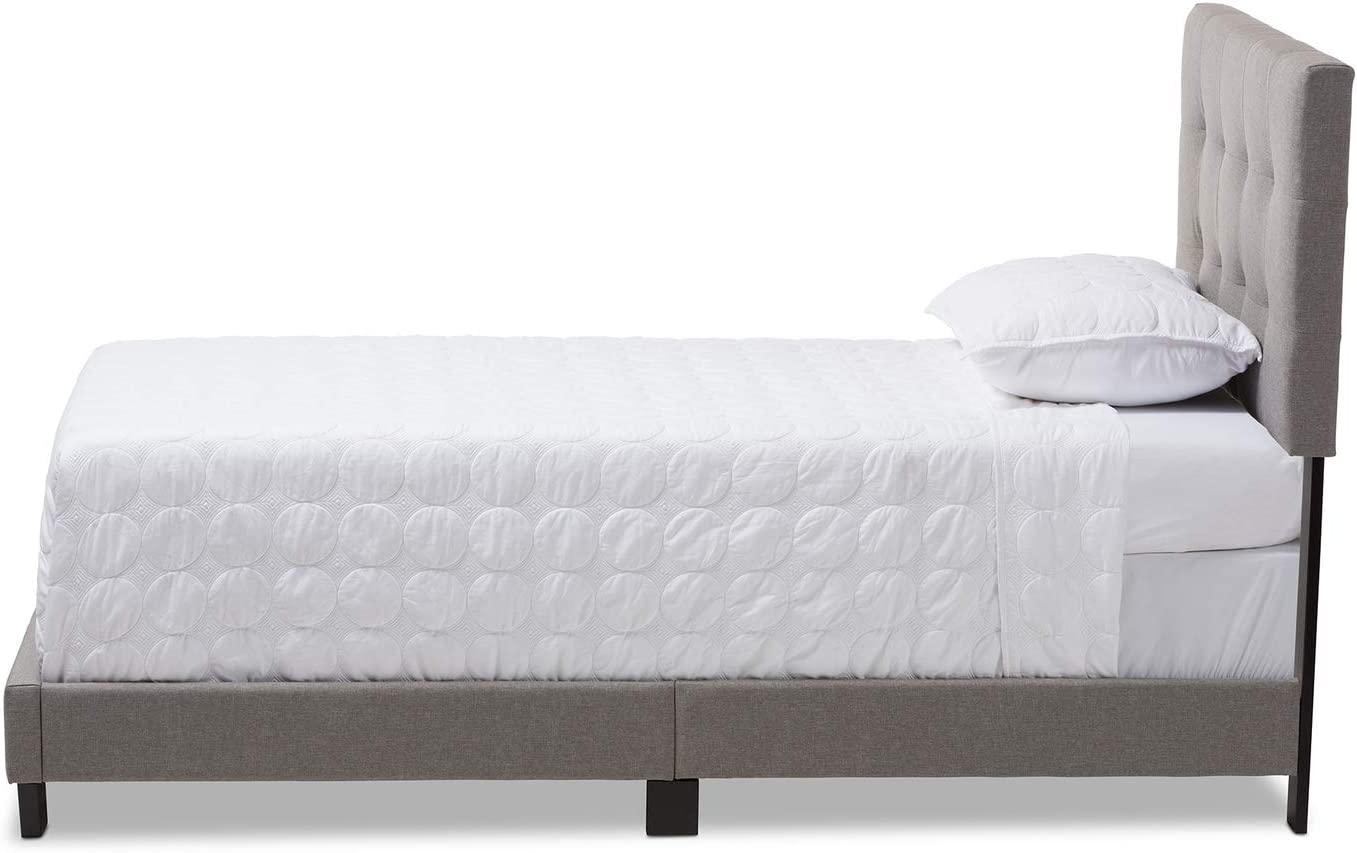 Baxton Studio Brookfield Twin Size Bed/Gray/Contemporary/Fabric Polyester 100%&#34;/MDF/Foam