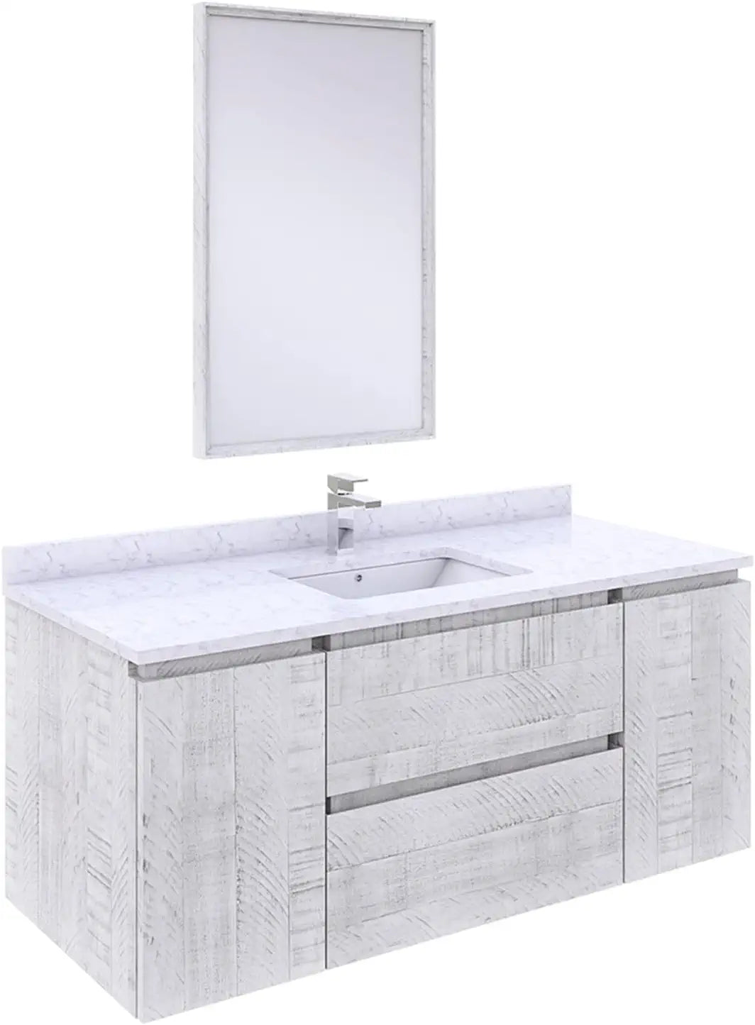 Fresca Formosa 48&#34; Wall Hung Modern Bathroom Vanity w/Mirror in Rustic White