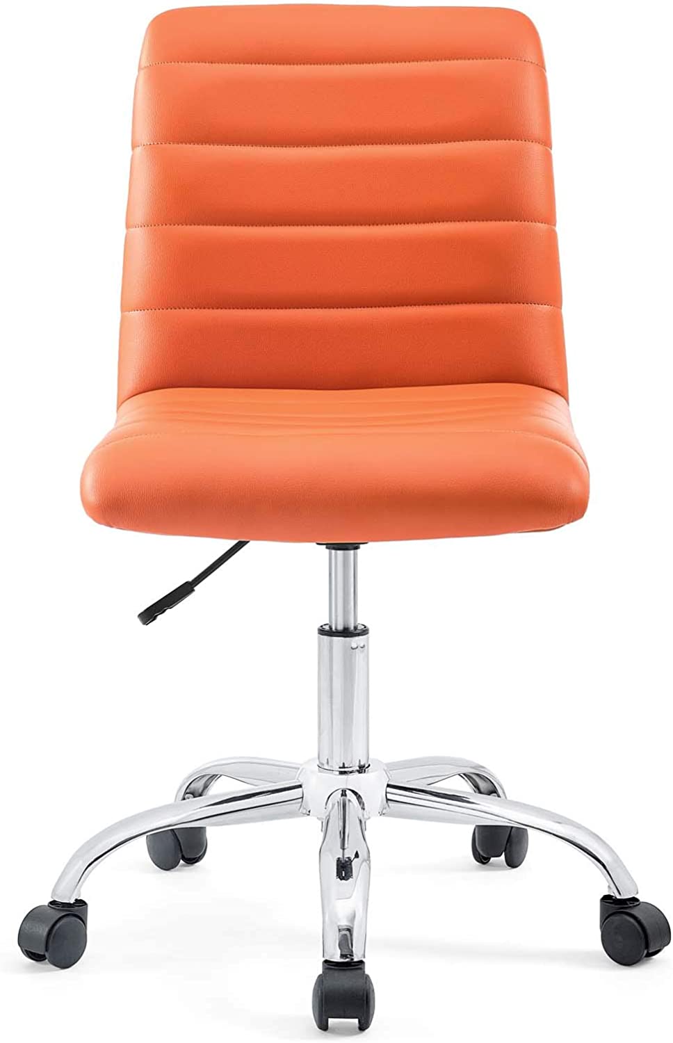 Modway Ripple Ribbed Armless Mid Back Swivel Computer Desk Office Chair In Orange