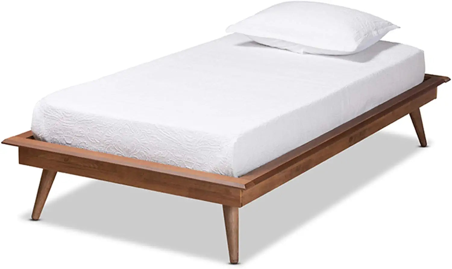 Baxton Studio Karine Mid-Century Modern Walnut Brown Finished Wood Twin Size Platform Bed Frame