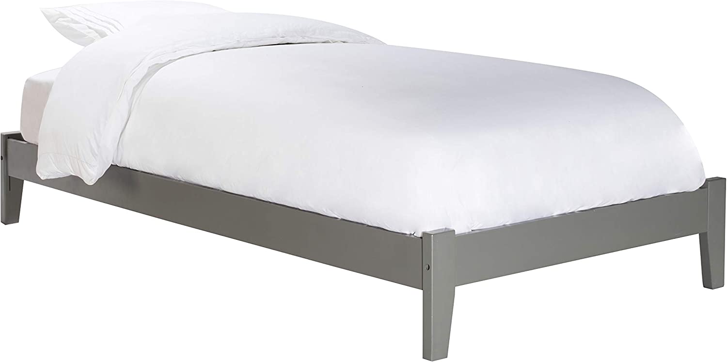 Mission King Platform Bed with Flat Panel Footboard and Turbo Charger with Urban Bed Drawers in Grey