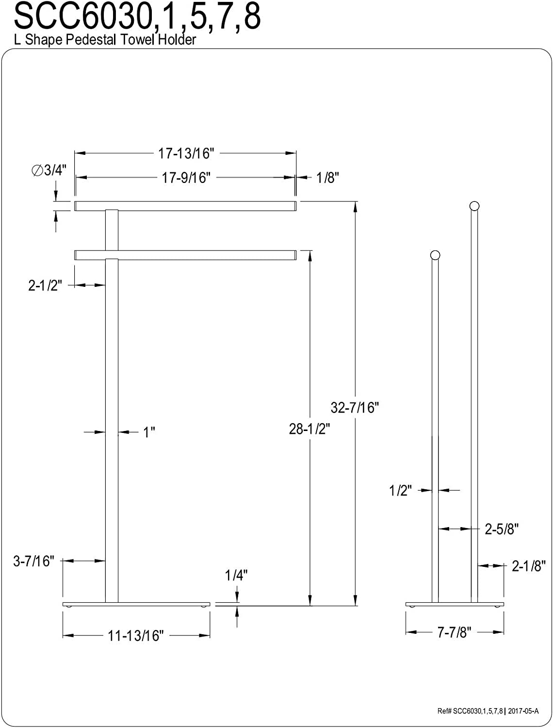 Kingston Brass SCC6037 Freestanding Double Towel Rack, Brushed Brass