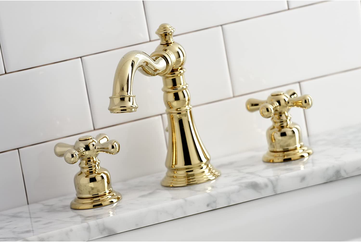 Kingston Brass FSC1972AX American Classic Widespread Bathroom Faucet, Polished Brass