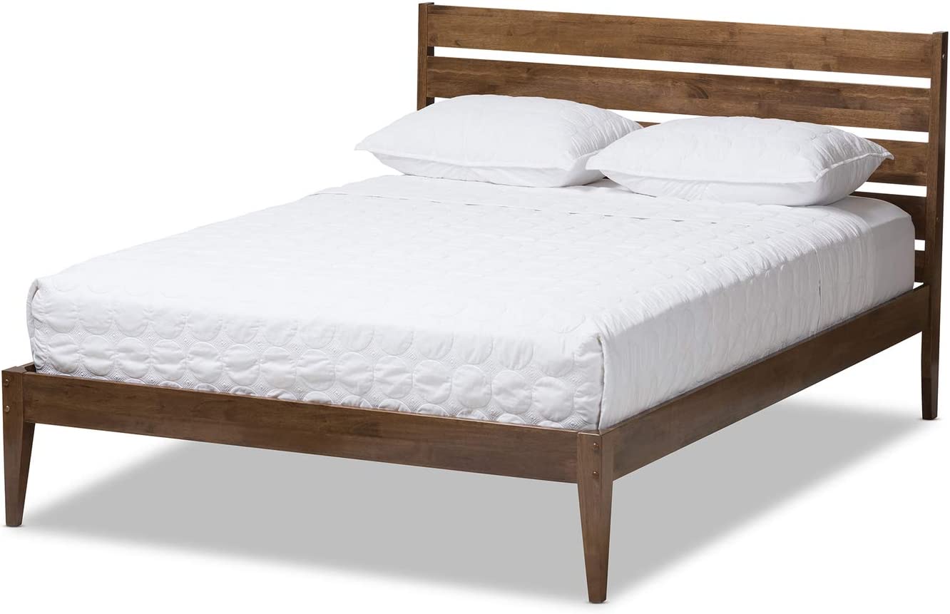 Baxton Studio Elmdon Walnut Wood King Platform Bed