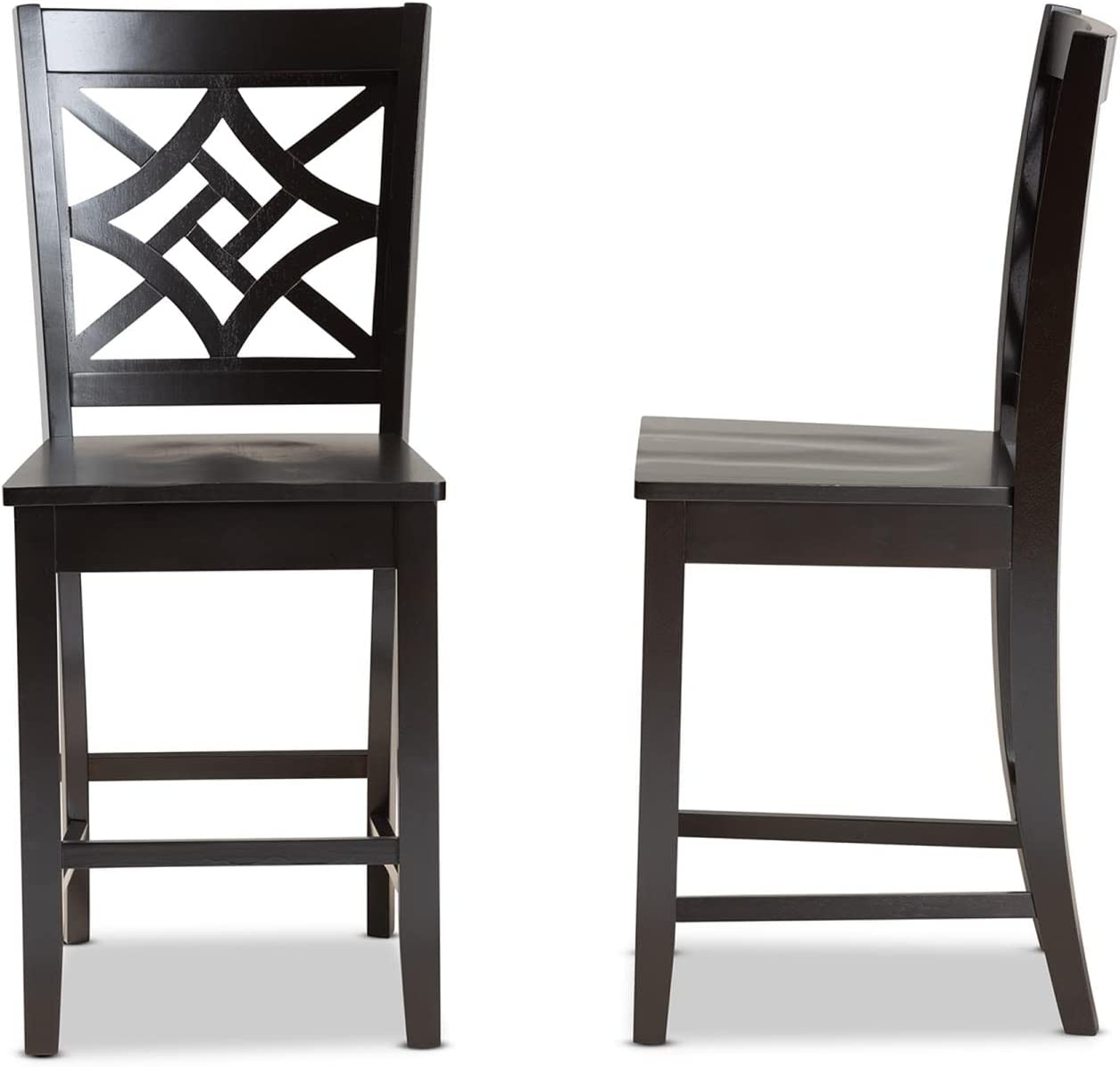 Baxton Studio Nicolette Modern and Contemporary Transitional Dark Brown Finished Wood 2-Piece Counter Stool Set