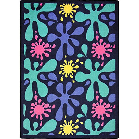 Joy Carpets Kid Essentials Splat Teen Area Rugs, 92-Inch by 129-Inch by 0.36-Inch, Navy