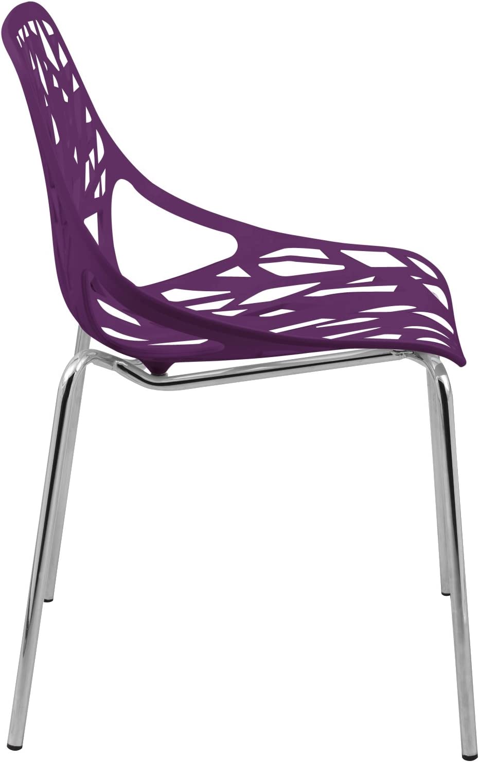 LeisureMod Forest Modern Dining Chair with Chromed Legs in White