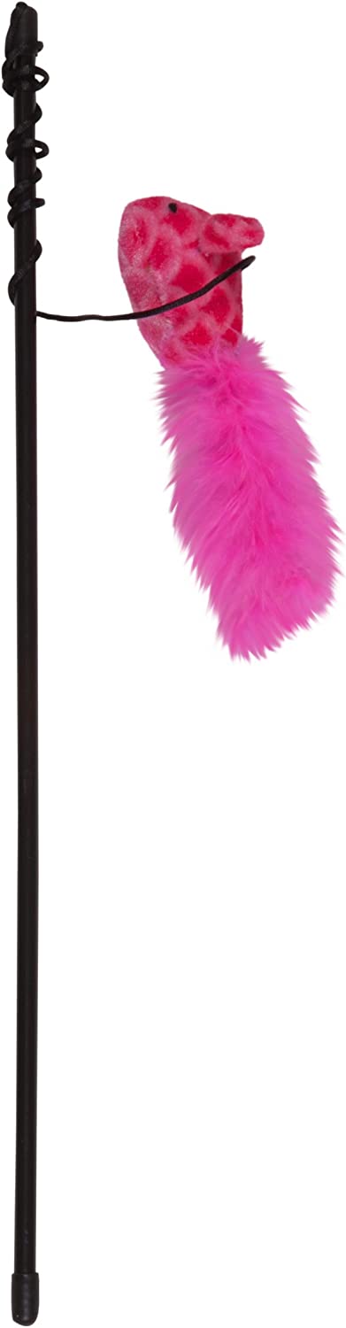 Boss Pet Chomper Kylie's Brites Feather Mouse Teaser Toy for Pets, Assorted Colors