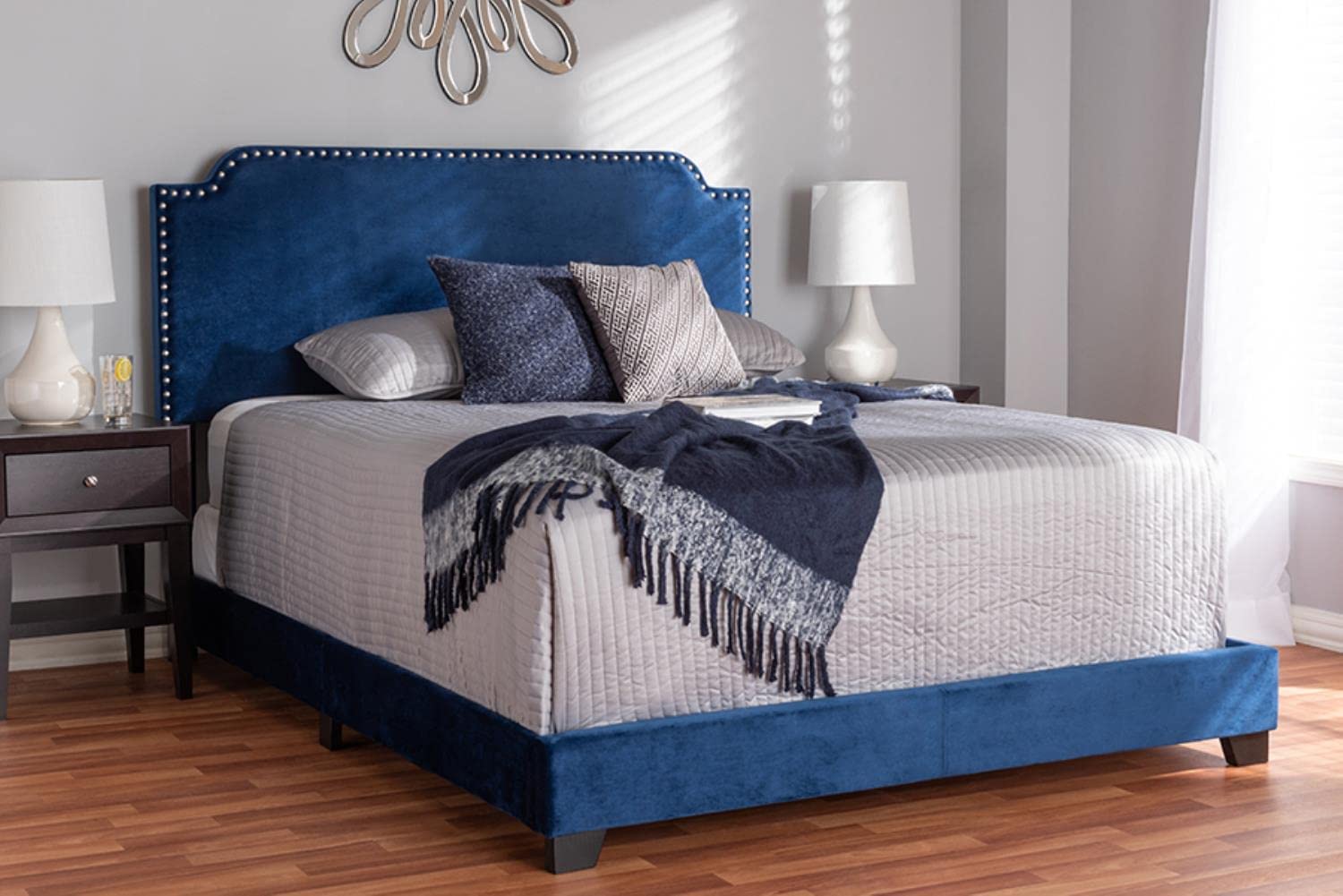 Baxton Studio Darcy Luxe and Glamour Velvet Upholstered Bed